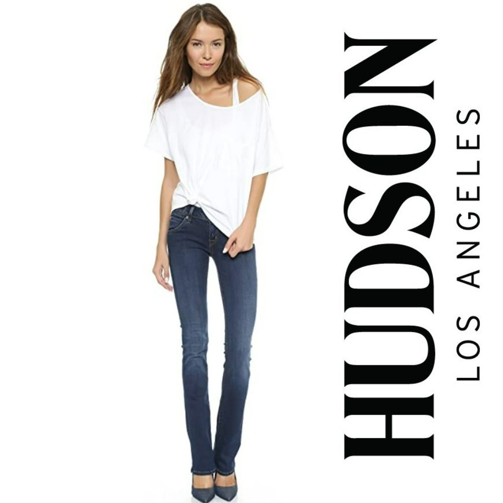 HUDSON JEANS Beth Baby Bootcut Womens 31 Storm Dark Wash $198 Designer Stretch